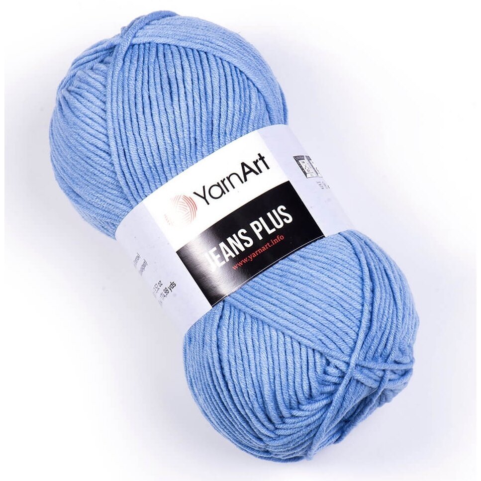 YarnArt Jeans Plus 15 Васильковый – толстая пряжа из хлопка с акрилом