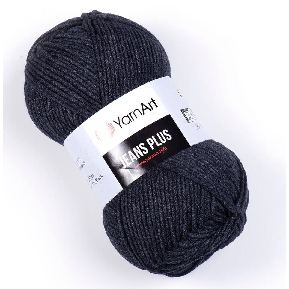 YarnArt Jeans Plus 28 Глубокий тёмно-синий – толстая пряжа из хлопка с акрилом