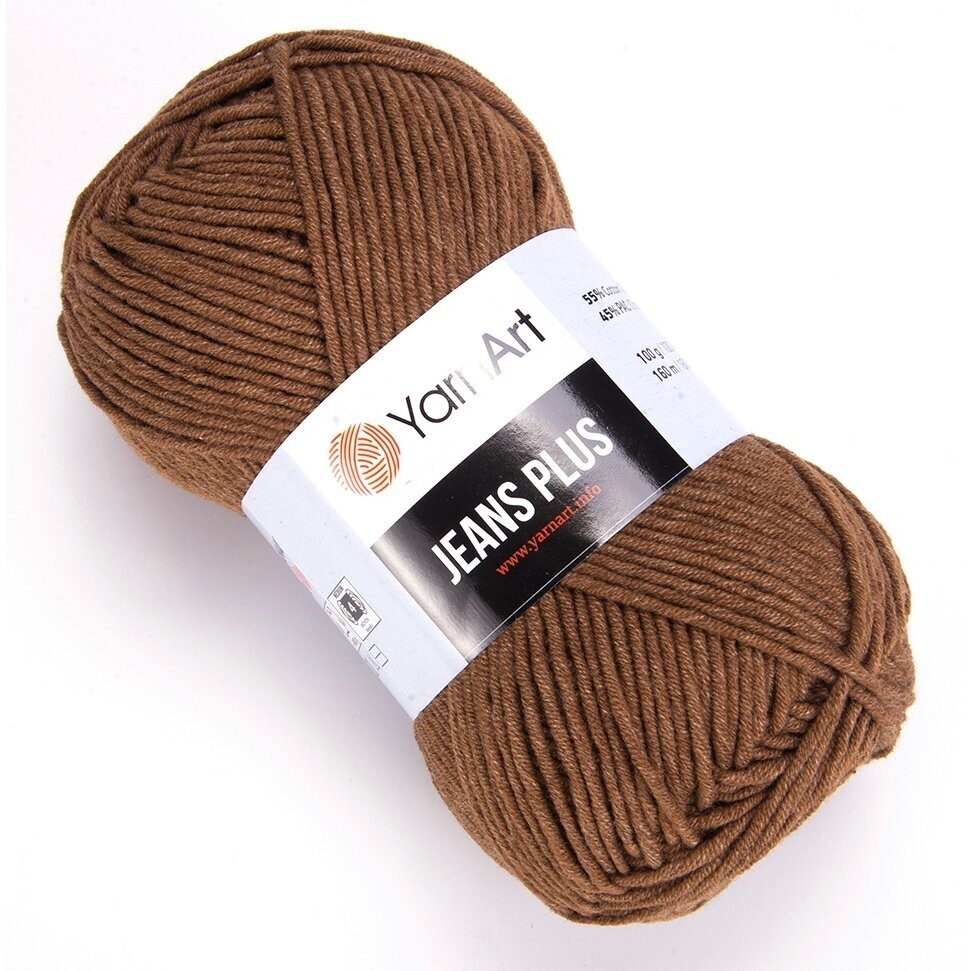YarnArt Jeans Plus 40 Коричневый – толстая пряжа из хлопка с акрилом