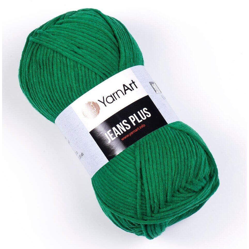 YarnArt Jeans Plus 52 Изумрудный – толстая пряжа из хлопка с акрилом