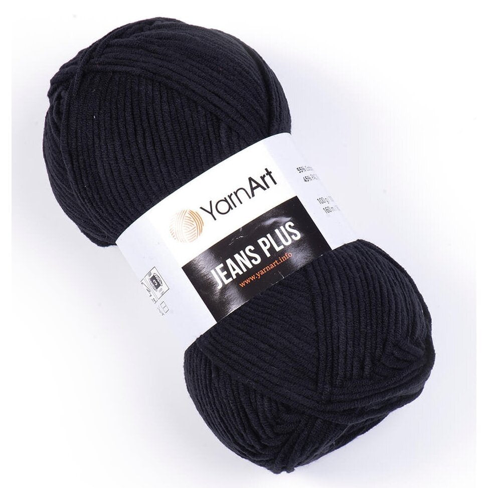 YarnArt Jeans Plus 53 Чёрный – толстая пряжа из хлопка с акрилом