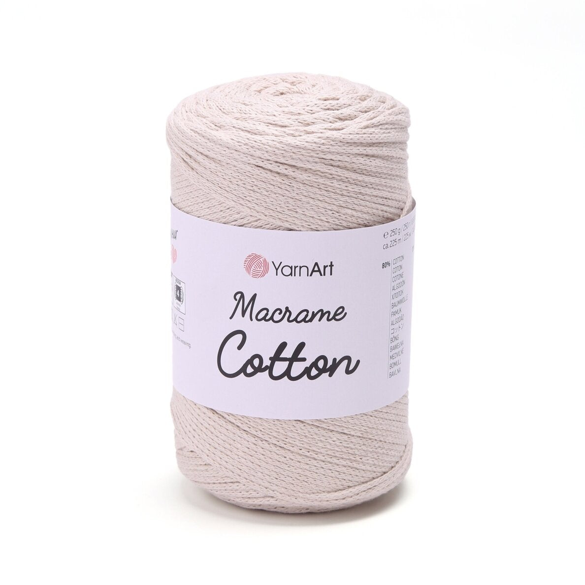 YarnArt Macrame Cotton 753 Светло-серый – плетёный шнур для макраме