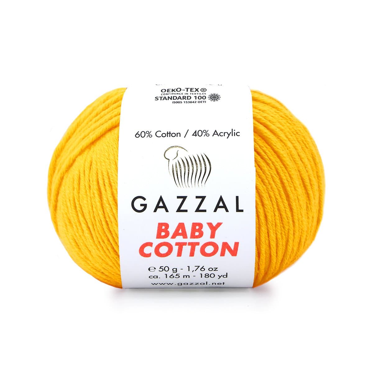 Gazzal Baby Cotton 3417 Kollane – puuvilla-akrüülist beebilõng