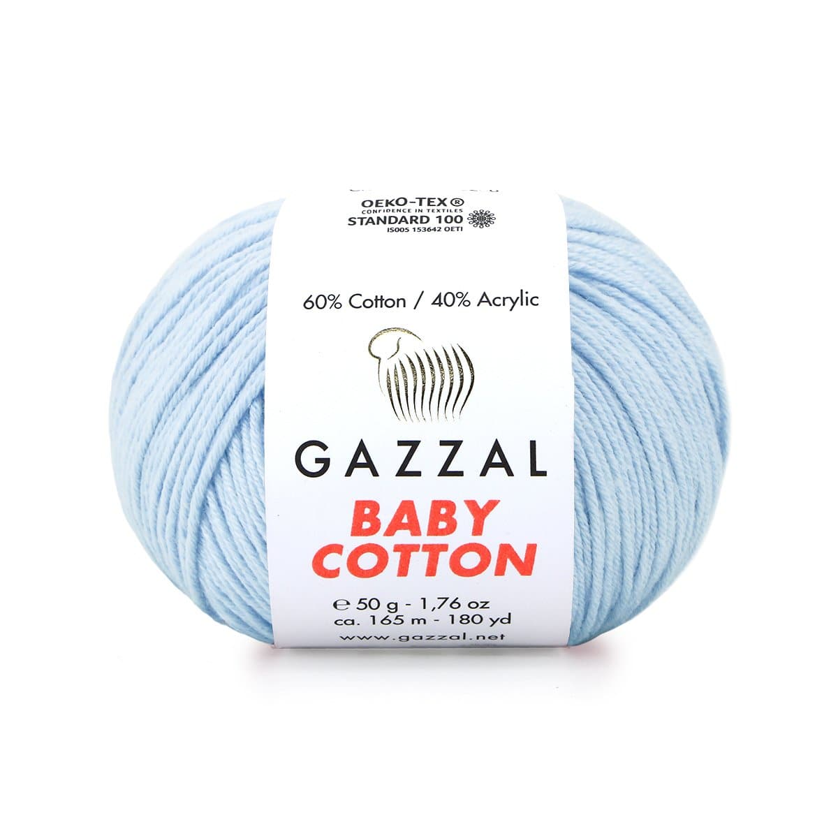 Gazzal Baby Cotton 3429 Puudersinine – puuvilla-akrüülist beebilõng