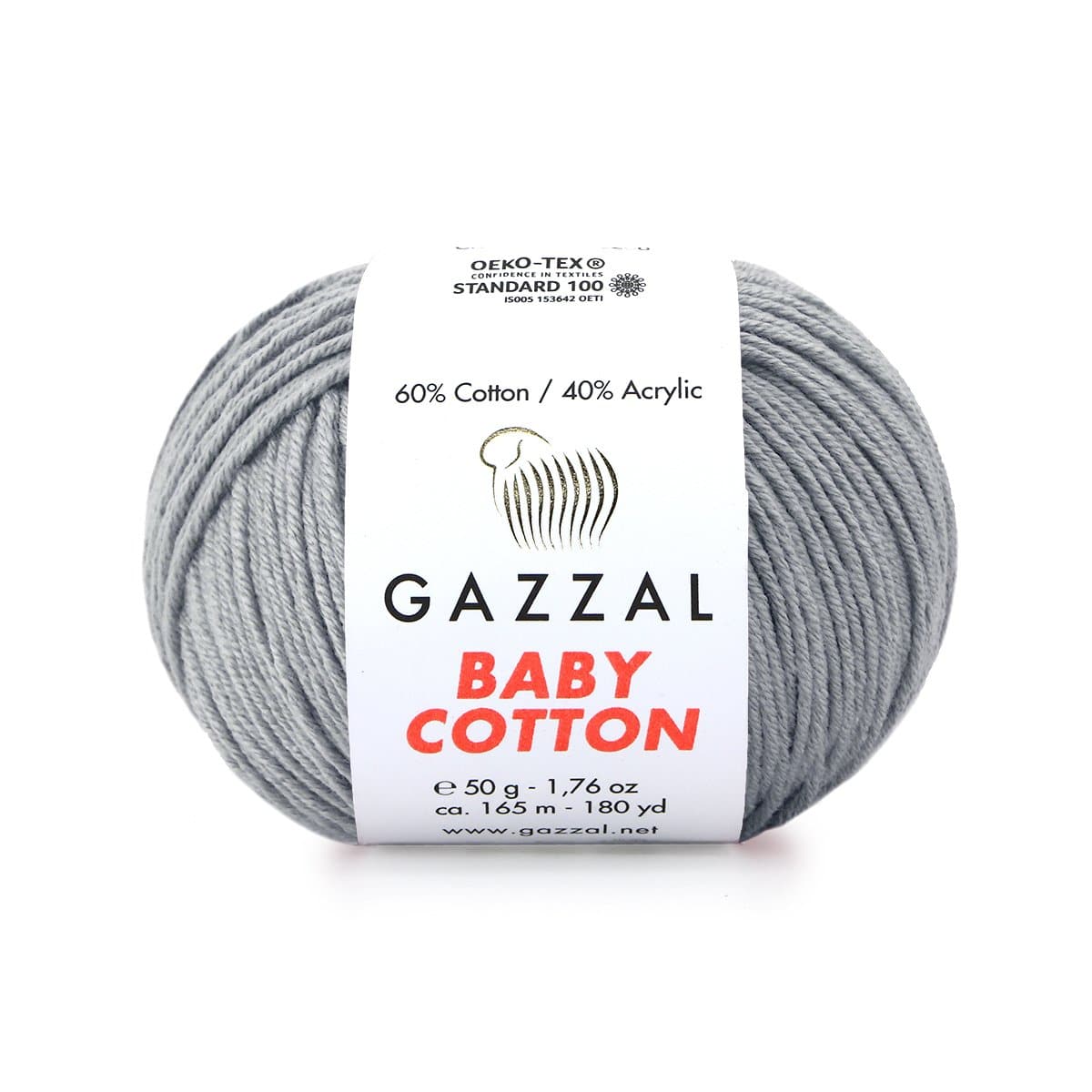 Gazzal Baby Cotton 3430 Hall – puuvilla-akrüülist beebilõng