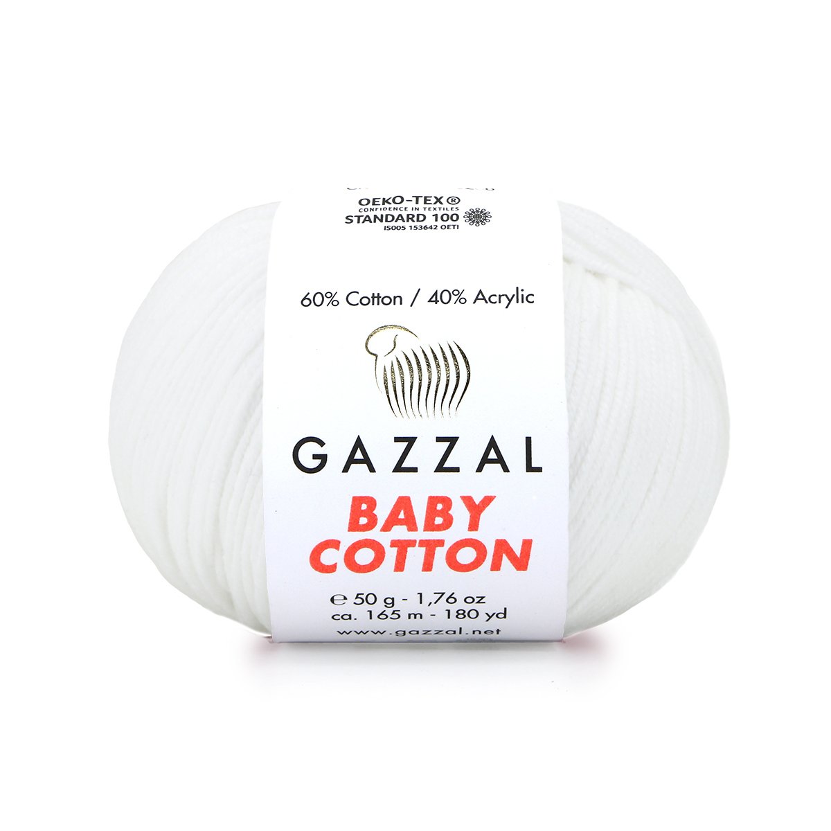 Gazzal Baby Cotton 3432 Valge – puuvilla-akrüülist beebilõng