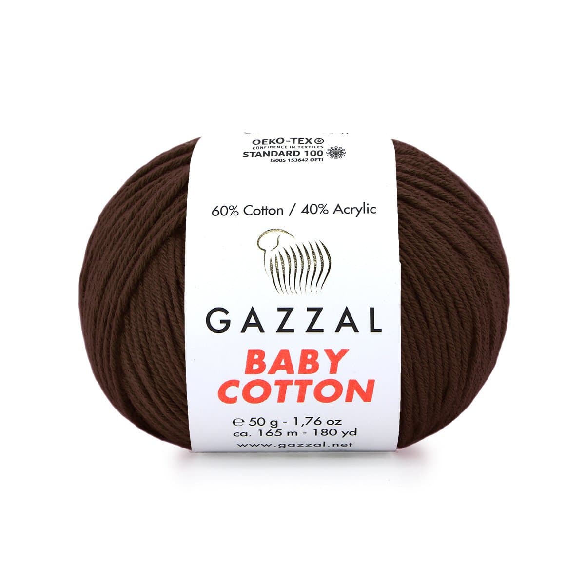 Gazzal Baby Cotton 3436 Tumepruun – puuvilla-akrüülist beebilõng