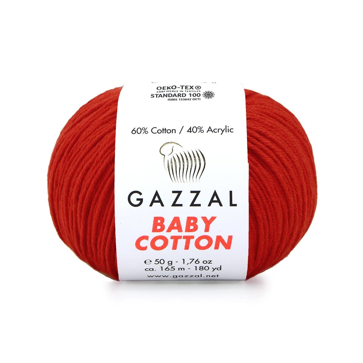 Gazzal Baby Cotton 3443 Punane – puuvilla-akrüülist beebilõng
