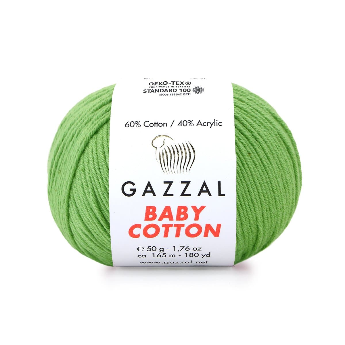 Gazzal Baby Cotton 3448 Rohuroheline – puuvilla-akrüülist beebilõng