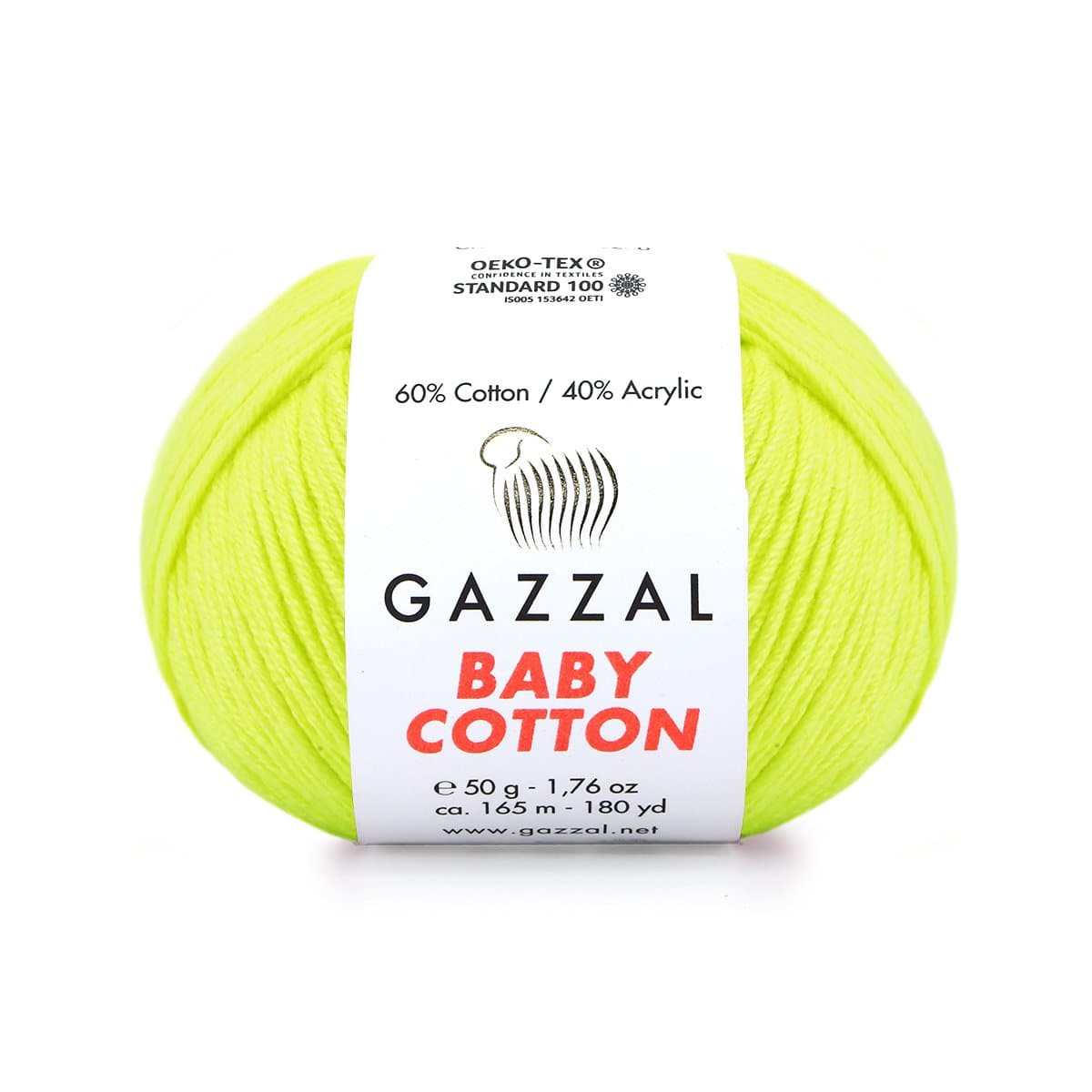 Gazzal Baby Cotton 3462 Neoonkollane – puuvilla-akrüülist beebilõng