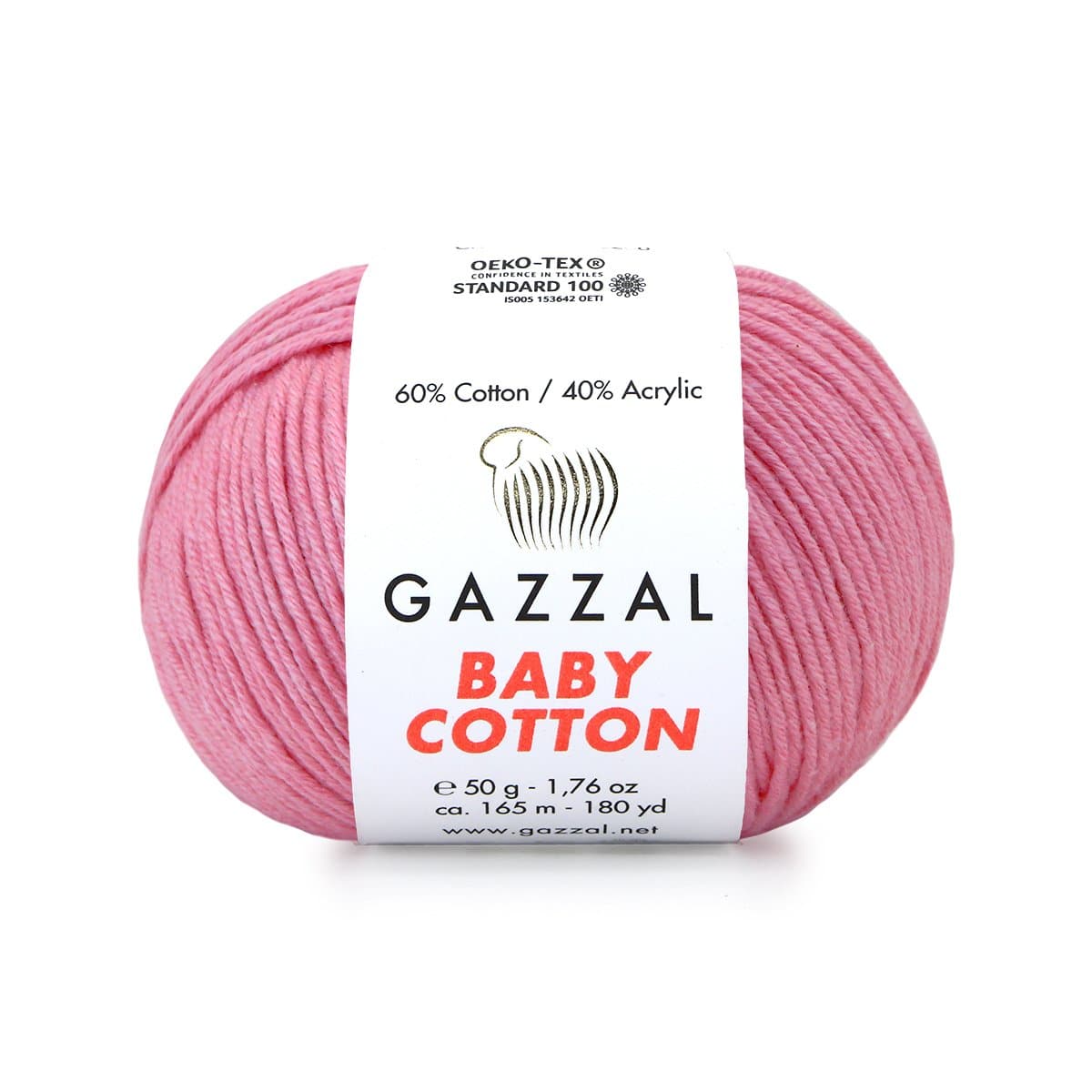 Gazzal Baby Cotton 3468 Kommiroosa – puuvilla-akrüülist beebilõng