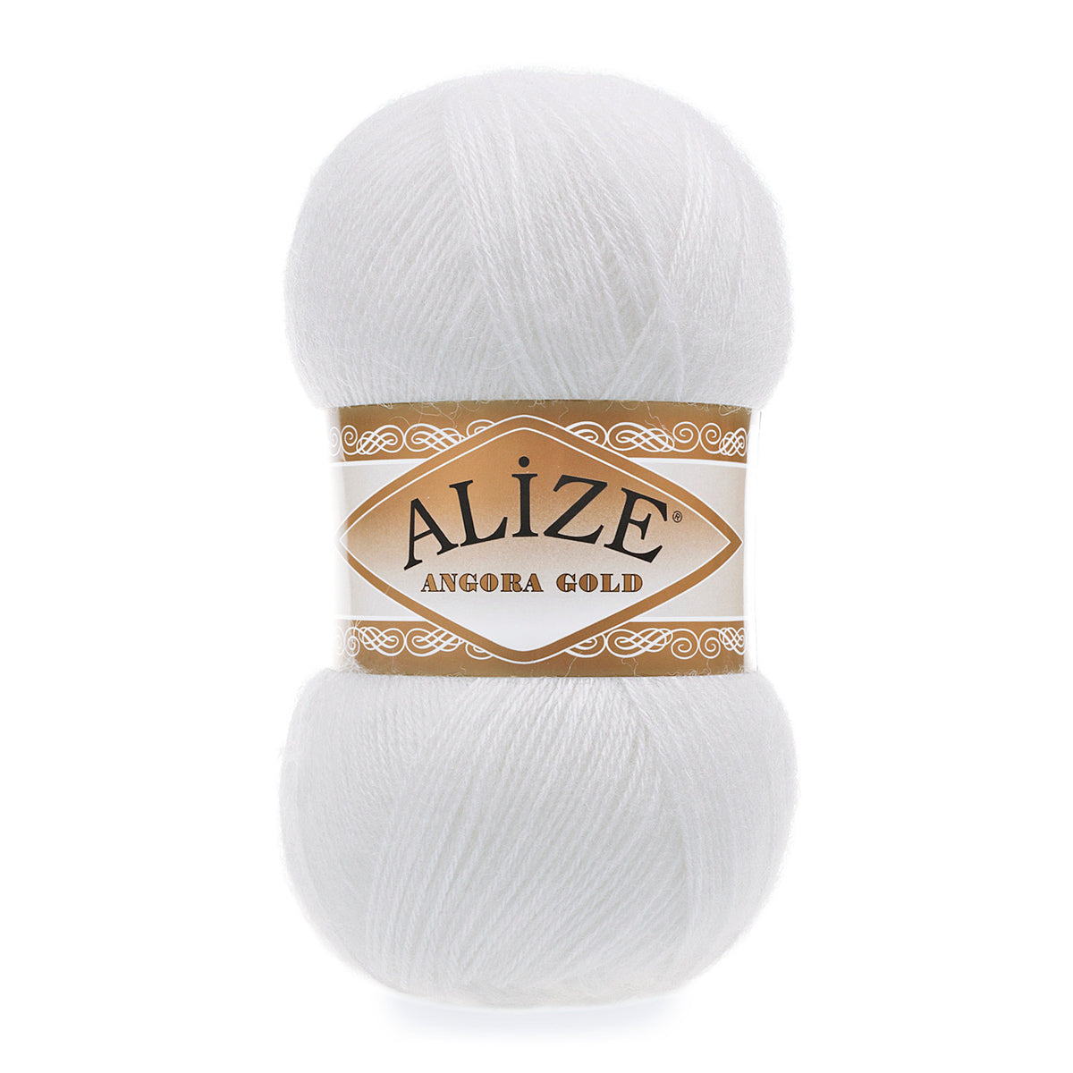 Alize Angora Gold 55 Balta – pūkuoti akrilo ir vilnos siūlai