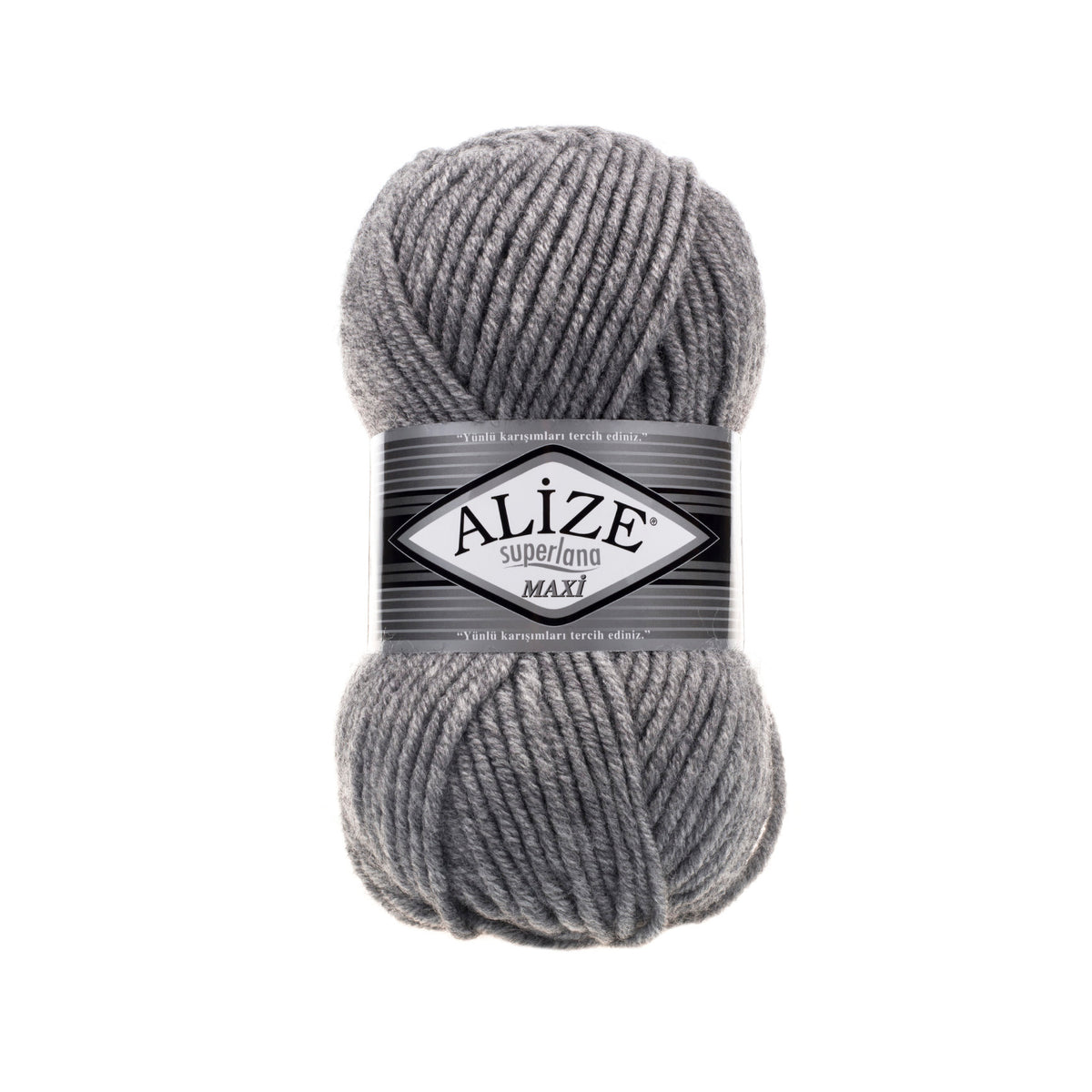 Alize Superlana Maxi 21 Тёмно-серый меланж – толстая пряжа с шерстью