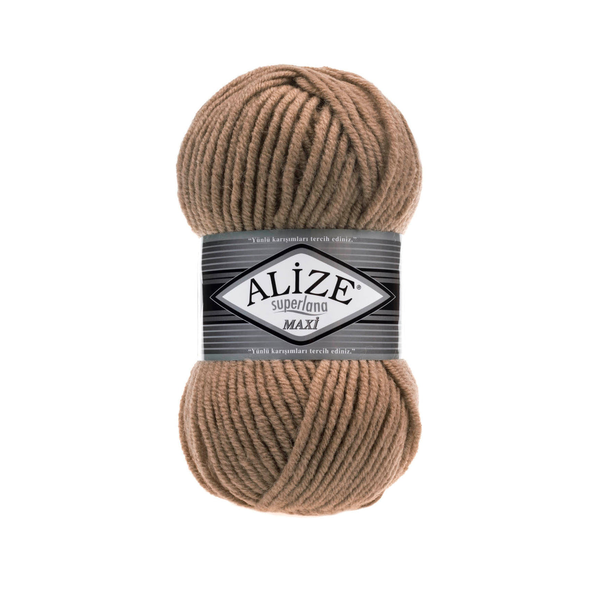 Alize Superlana Maxi 466 Тёмно-бежевый – толстая пряжа с шерстью