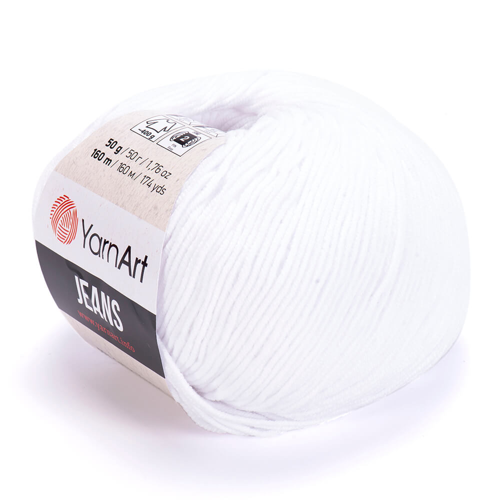 YarnArt Jeans 62 Белый – хлопковая пряжа для амигуруми