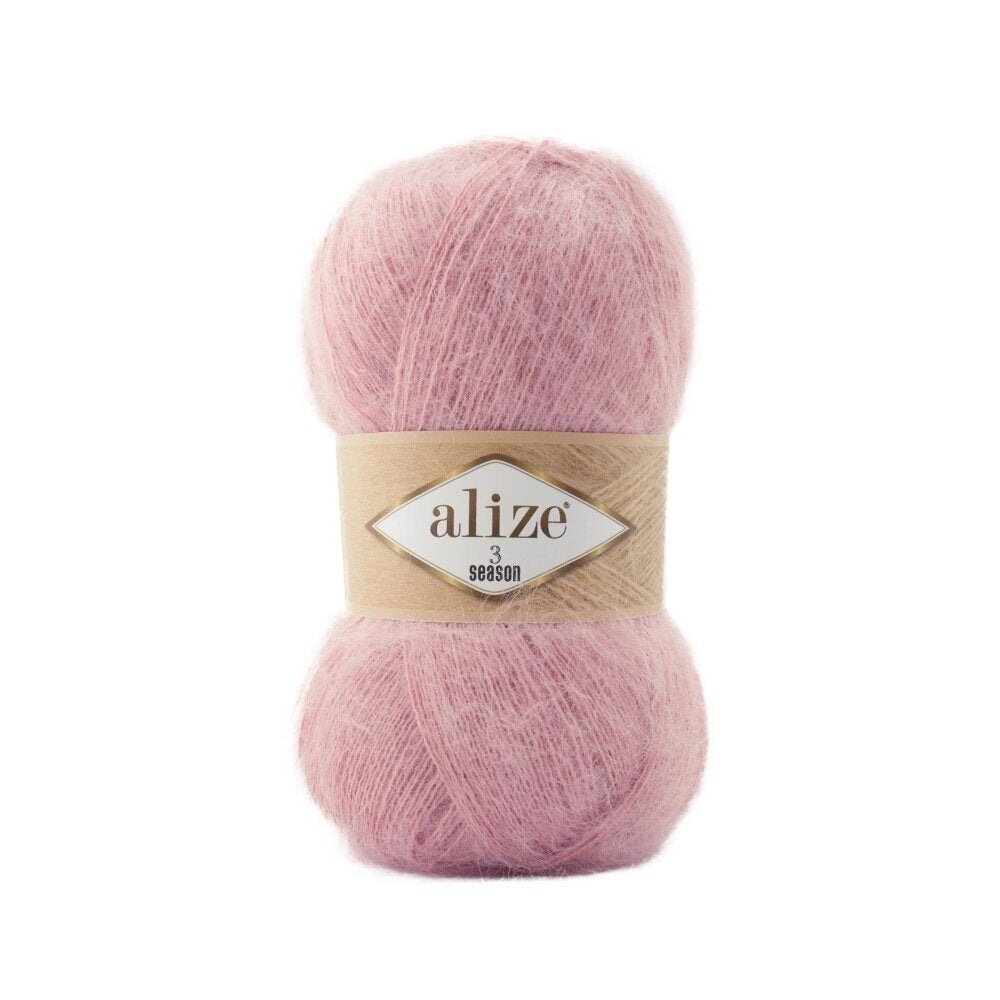 Alize 3 Season 161 Пыльно-розовый – лёгкая пряжа из акрила с мохером и шерстью