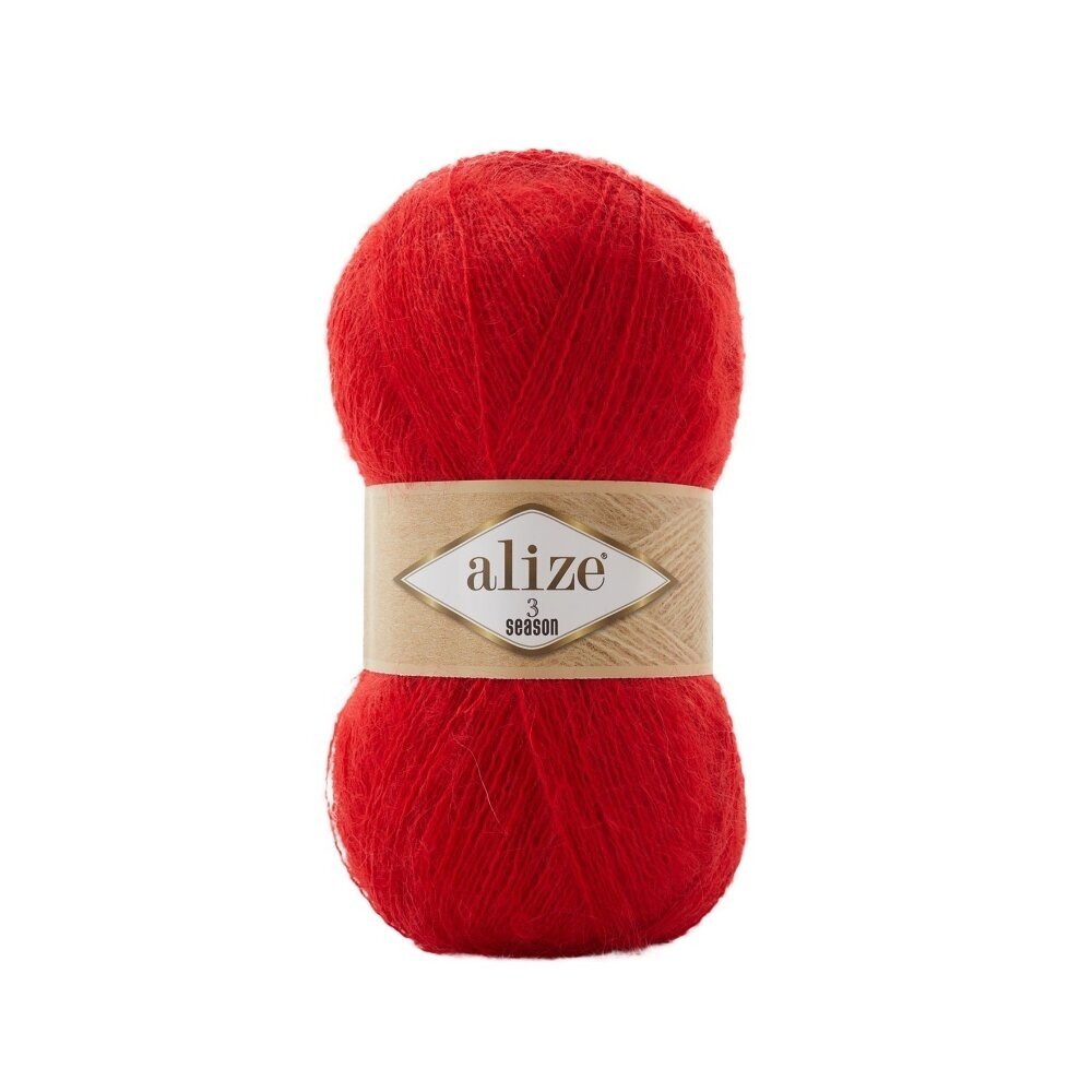Alize 3 Season 56 Алый – лёгкая пряжа из акрила с мохером и шерстью