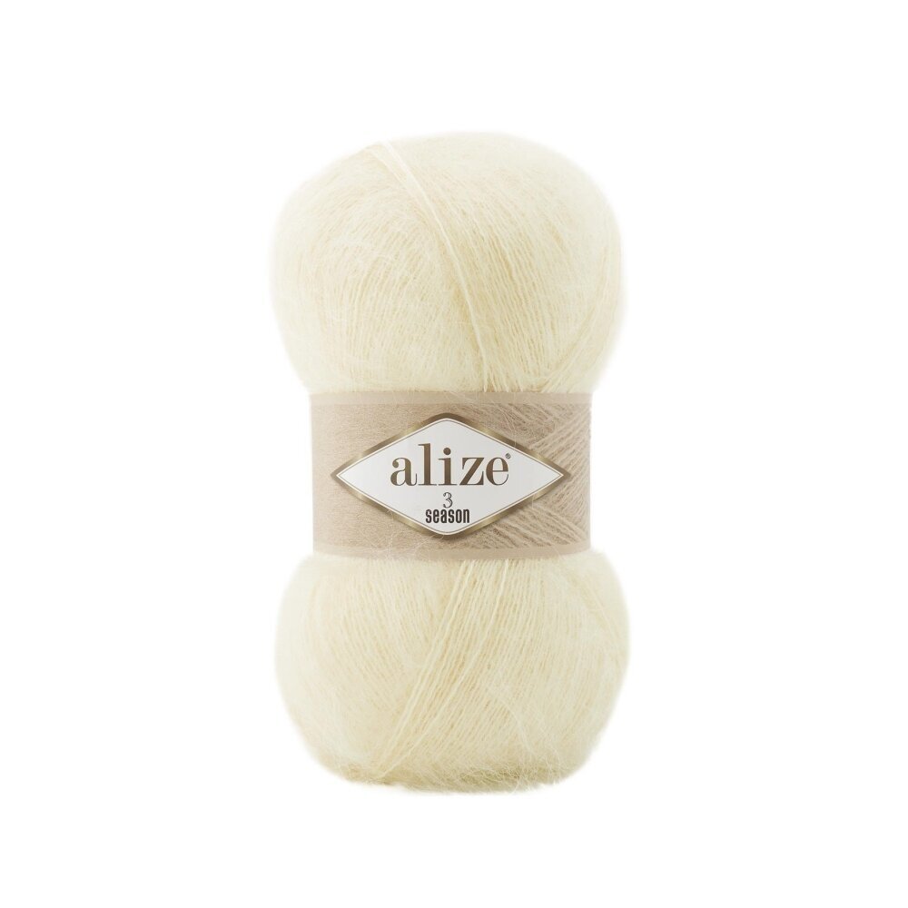 Alize 3 Season 01 Кремовый – лёгкая пряжа из акрила с мохером и шерстью
