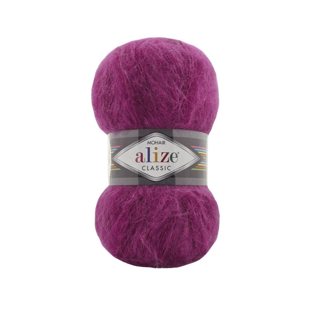 Alize Mohair Classic 209 Rausvai purpurinė – akrilo siūlai su moheriu ir vilna