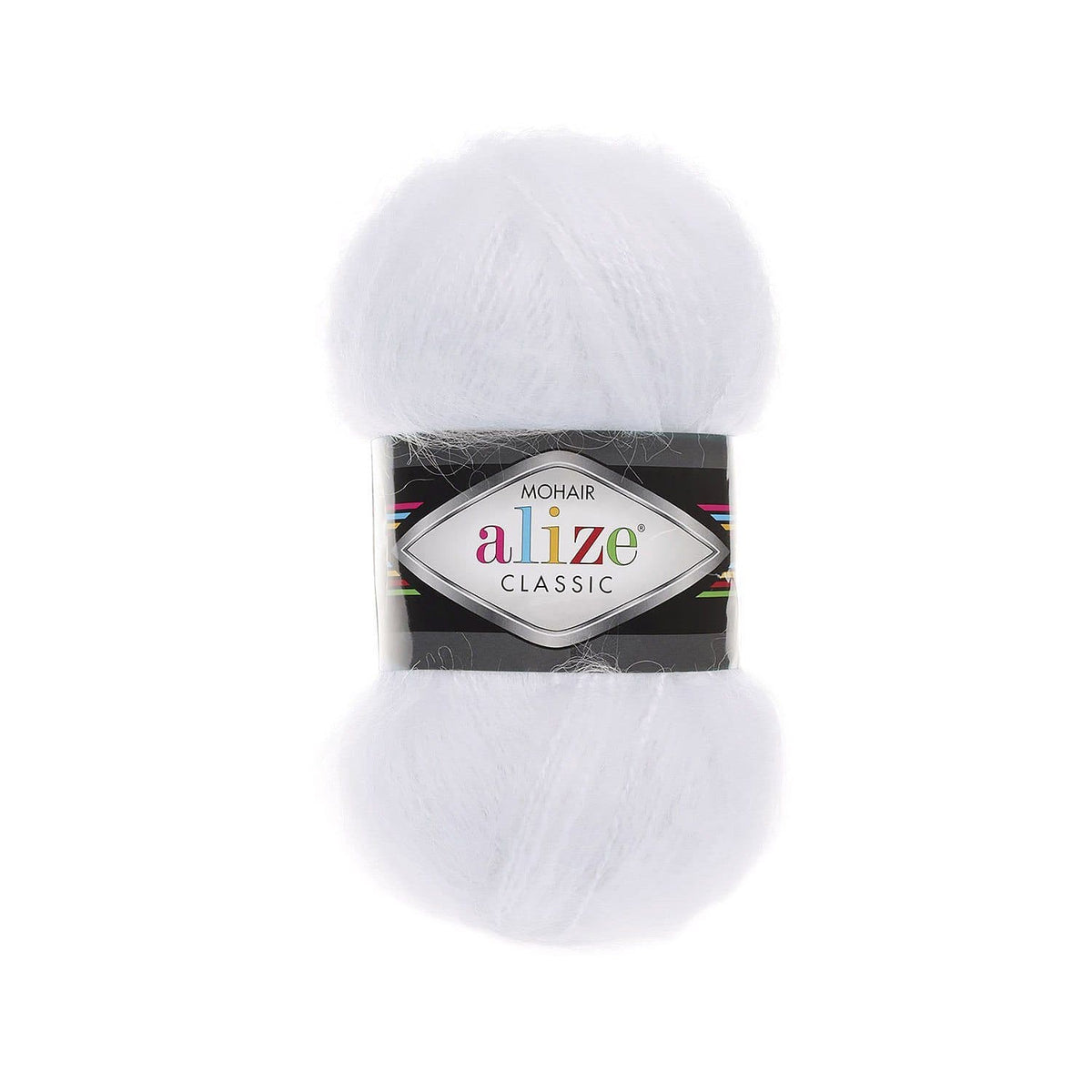 Alize Mohair Classic 55 Balta – akrilo siūlai su moheriu ir vilna