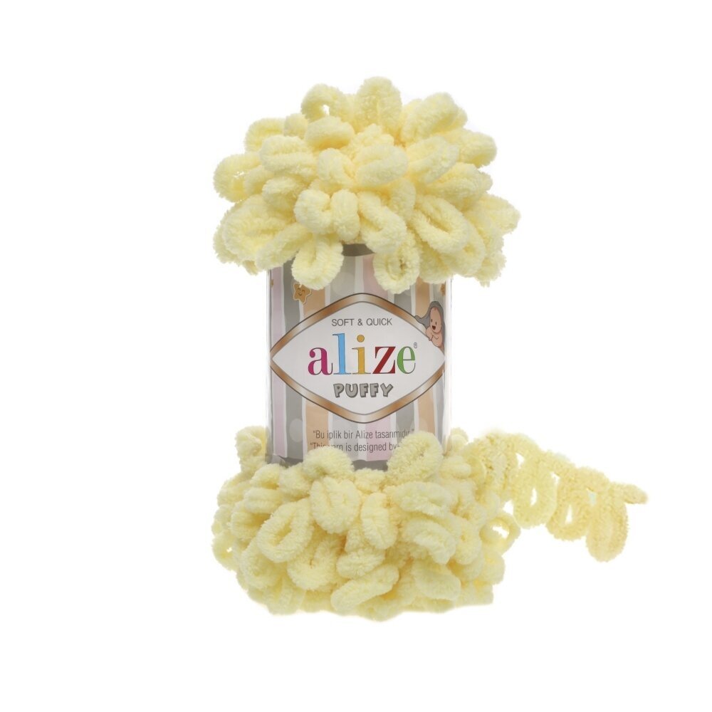 Alize Puffy 13 Gaiši dzeltena – dzija ar cilpām