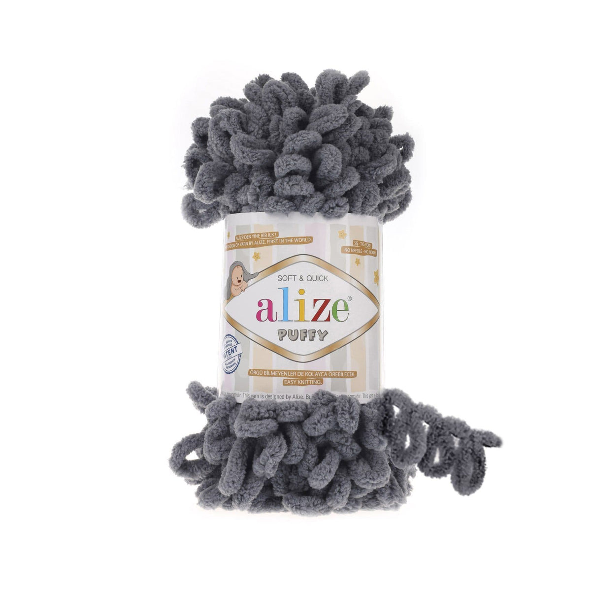 Alize Puffy 87 Ogļu pelēka – dzija ar cilpām