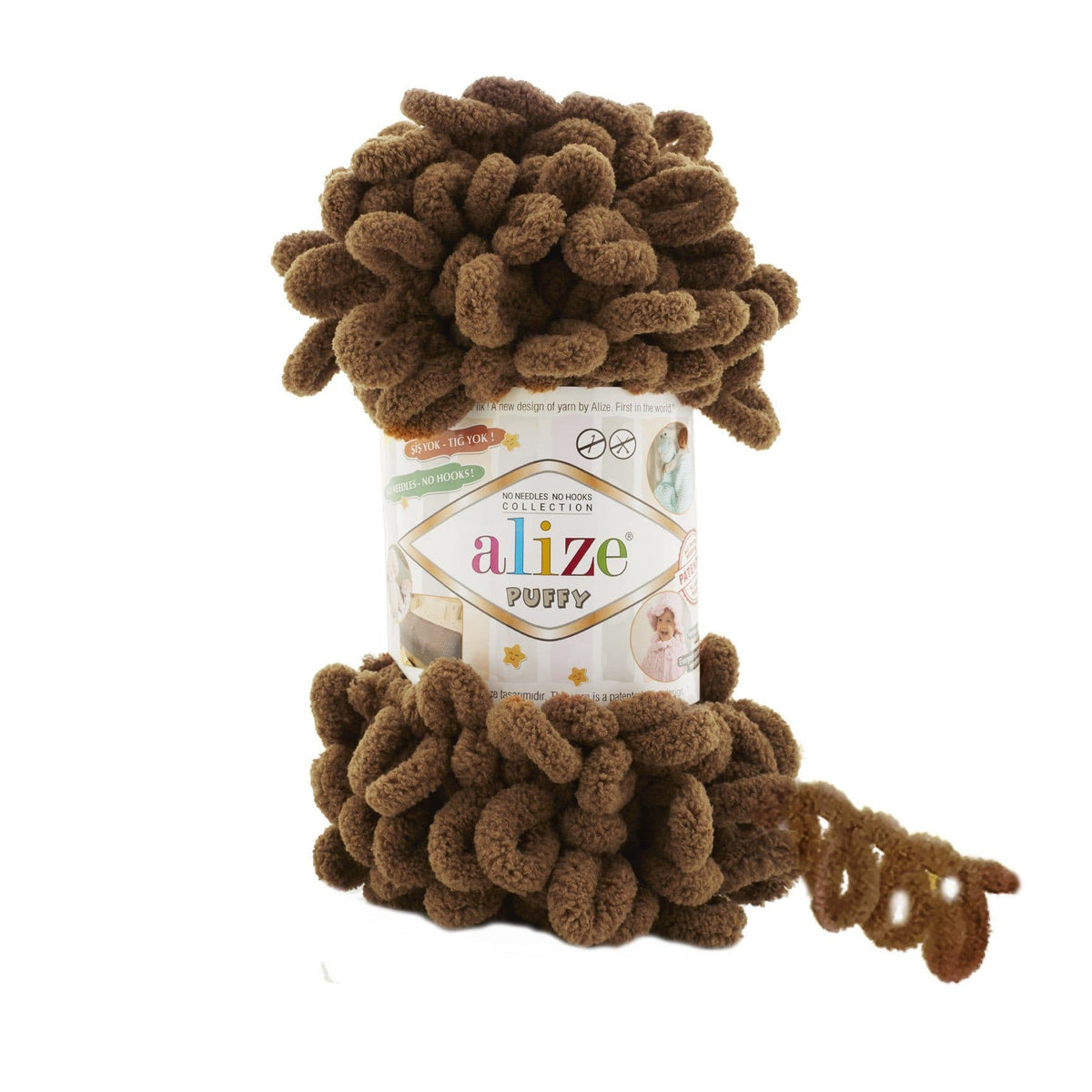 Alize Puffy 321 Brūna – dzija ar cilpām