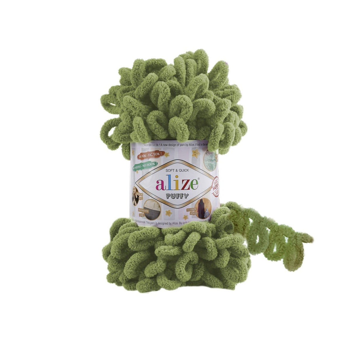 Alize Puffy 485 Olīvu – dzija ar cilpām