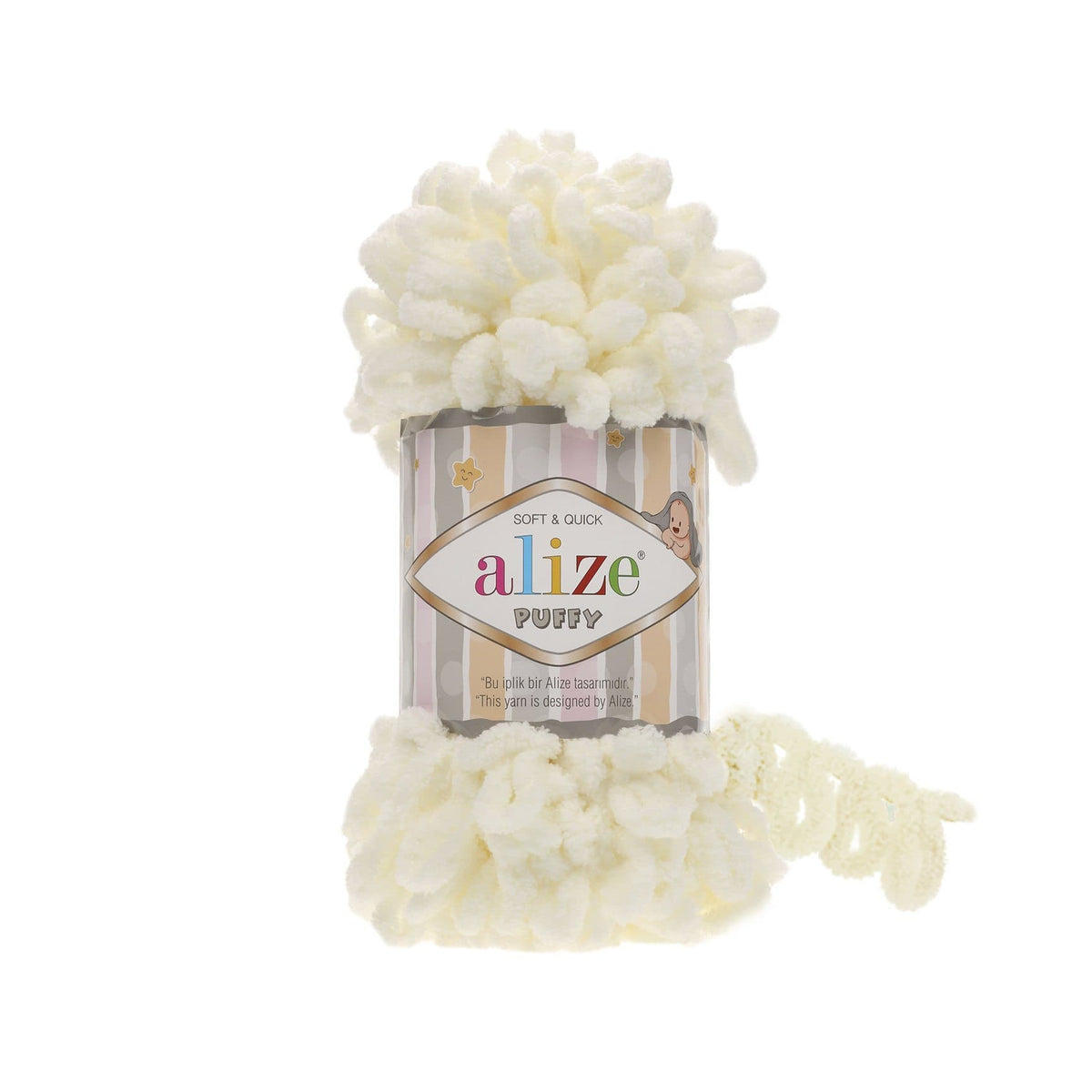 Alize Puffy 62 Krēmkrāsas – dzija ar cilpām