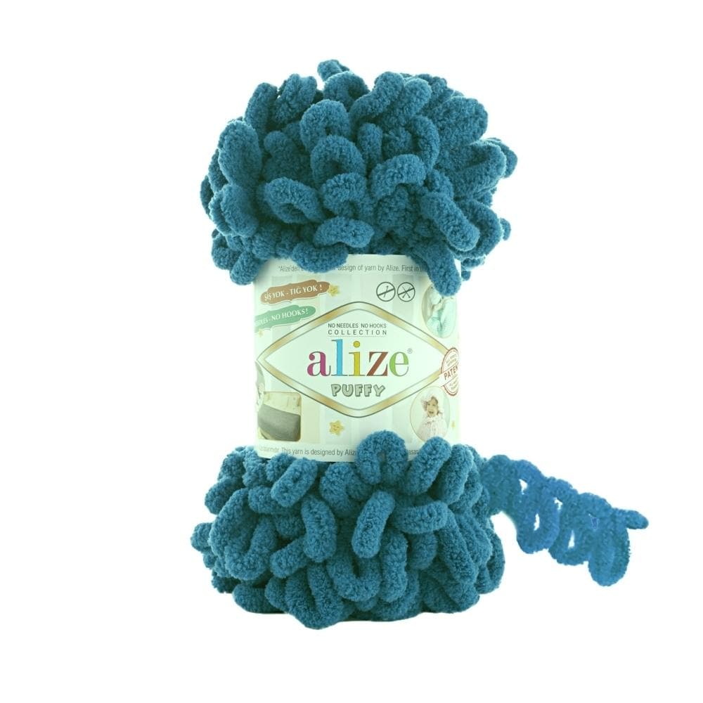 Alize Puffy 646 Tumši zilzaļa – dzija ar cilpām