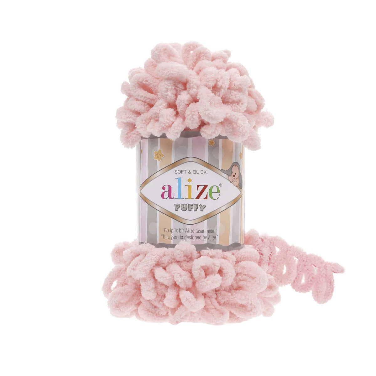 Alize Puffy 340 Pūdera rozā – dzija ar cilpām