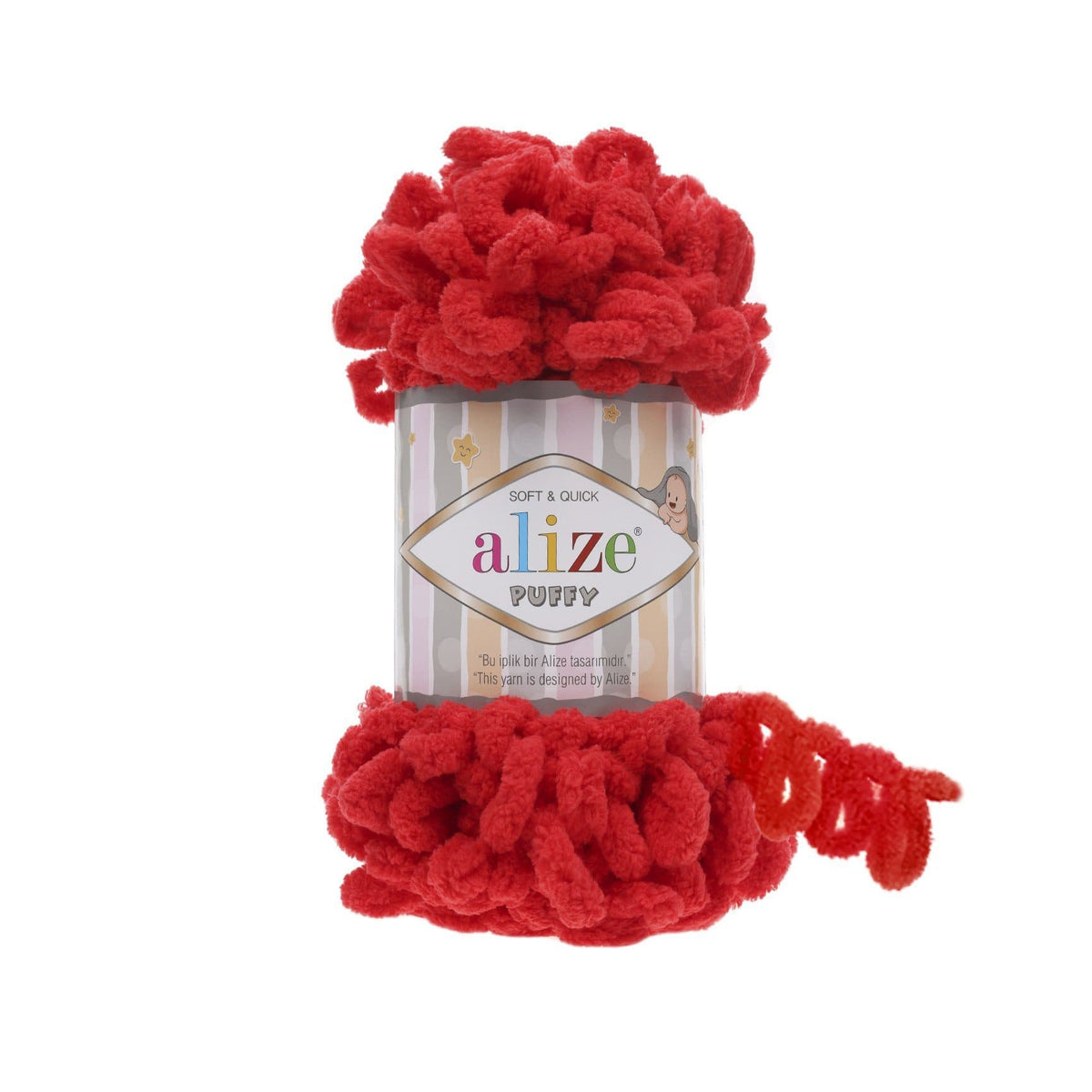 Alize Puffy 56 Sarkana – dzija ar cilpām