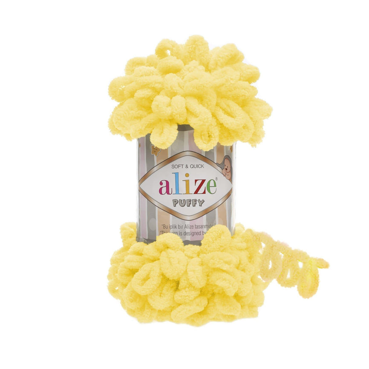 Alize Puffy 216 Gaiši dzeltena – dzija ar cilpām