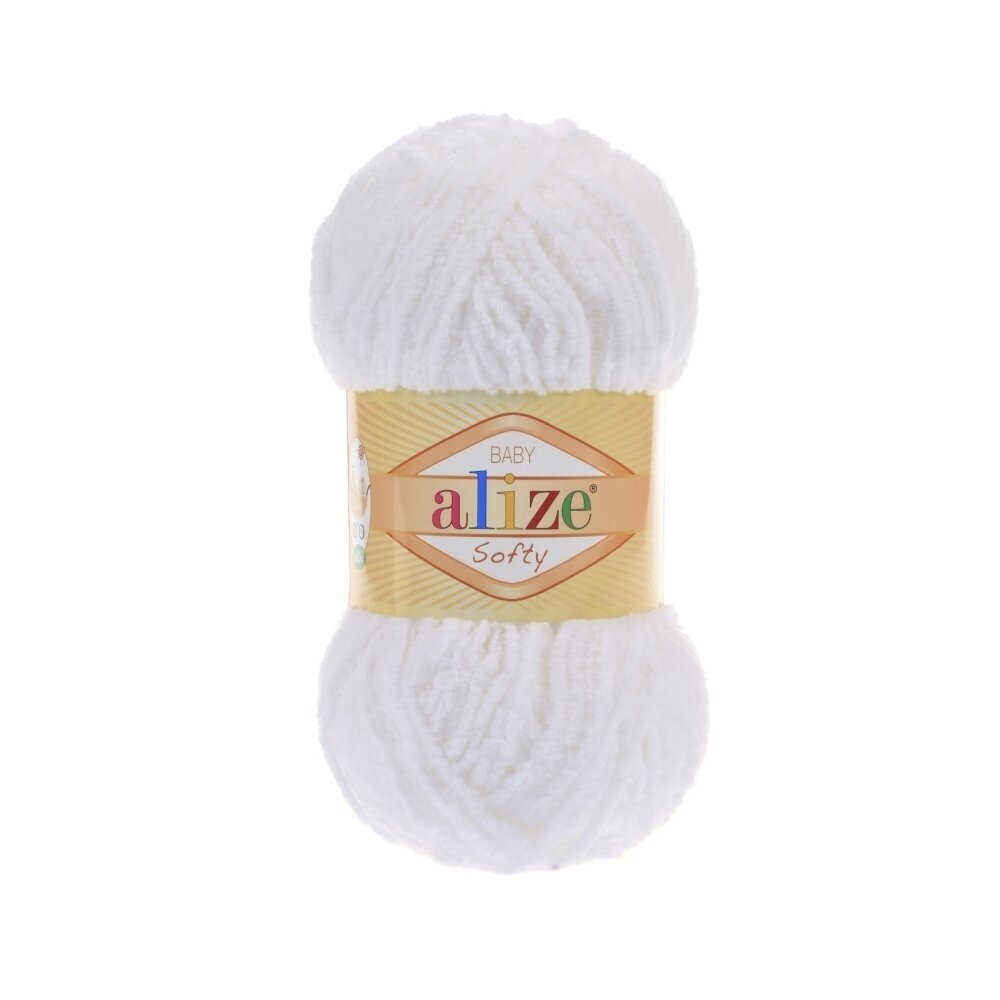 Alize Softy Baby 55 Blanc – fil peluche bébé