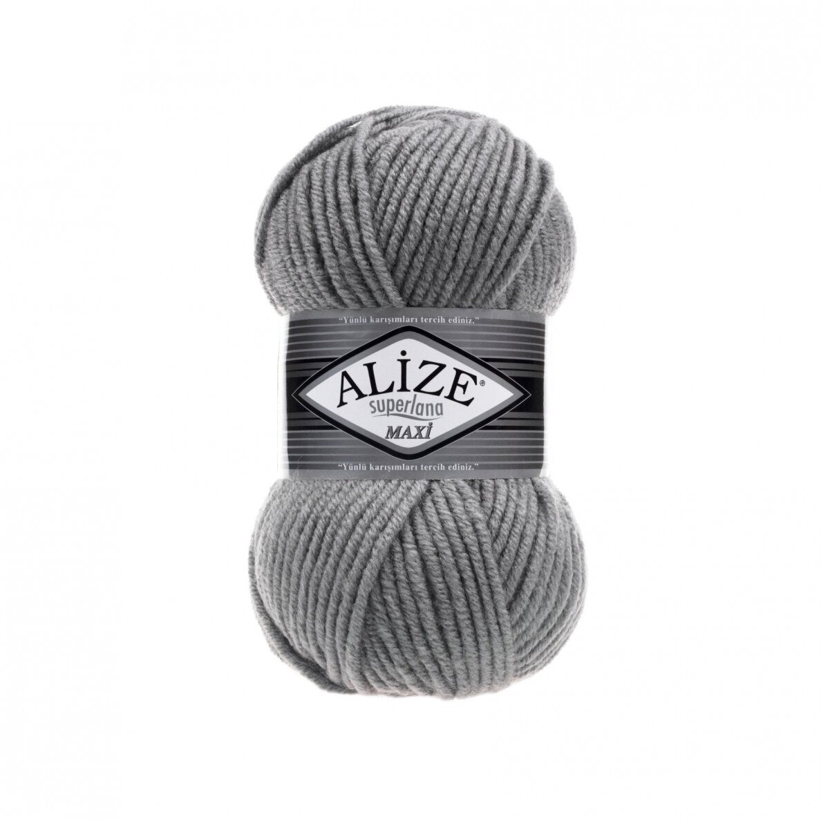 Alize Superlana Maxi 87 Тёмно-серый – толстая пряжа с шерстью