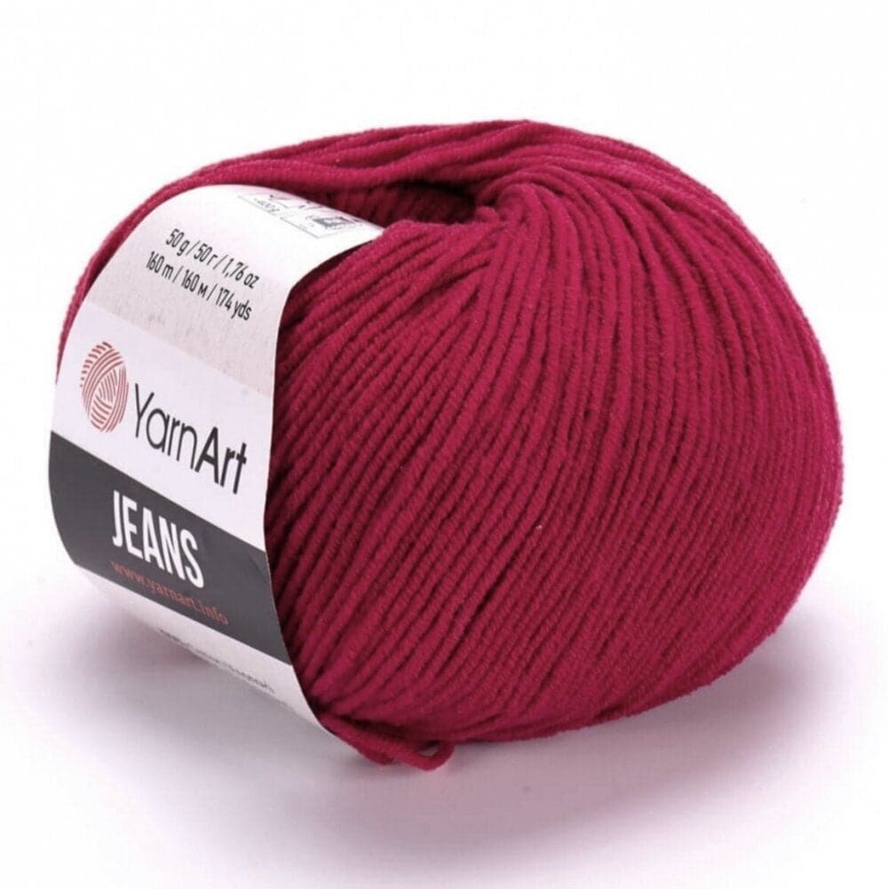 YarnArt Jeans 51 Вишнёвый – хлопковая пряжа для амигуруми